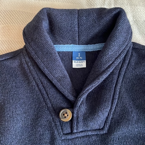 Navy Blue boy’s cardigan with button - Picture 2 of 2